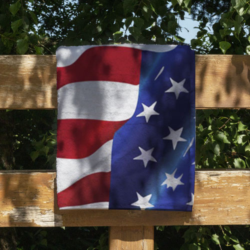 Wavy American Flag Velour Towel