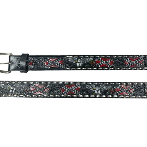 Confederate Flag Leather Belt