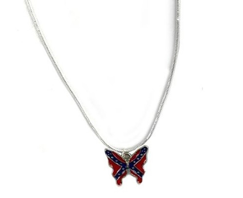 12" Butterfly Confederate Flag Necklace