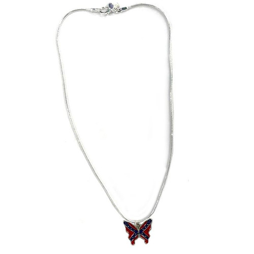 12" Butterfly Confederate Flag Necklace
