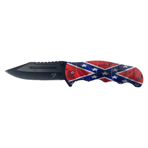 Confederate Flag Knife #3 extended blade side view