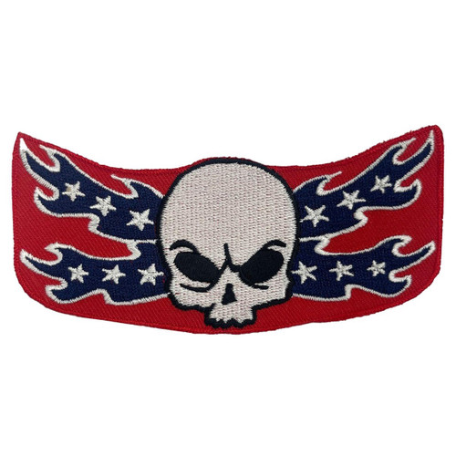Skull Confederate Flag Iron-On Patch