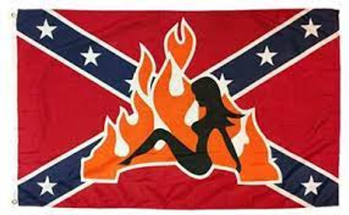 3'x5' Rebel Girl And Flames Flag