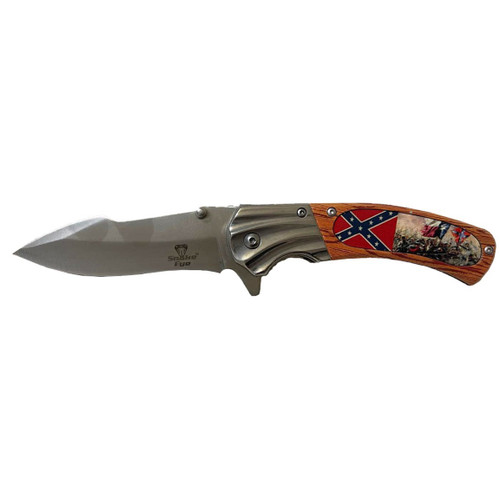 Silver & Wood  Confederate Flag Knife