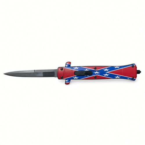 Confederate Flag Light Weight Knife Shoot Straight with blade extended and flag handle