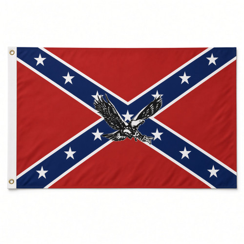 3x5 Confederate Flag With Flying Eagle featuring red white and blue battle flag design