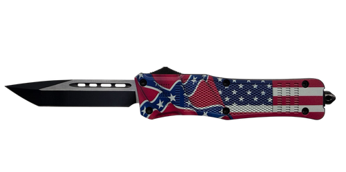 OTF American and Confederate Knife with flag-inspired handle artwork