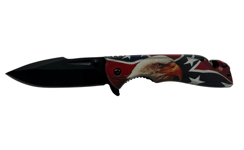 Confederate Flag With Eagle Knife showing decorative handle artwork