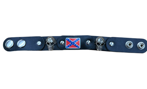 2 Skulls Confederate Flag bracelet