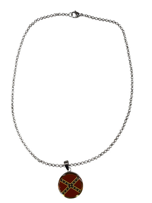 Round Pendent Confederate Flag Necklace