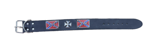 Dog collar Flag & Cross — 16 × 1.5 in — front view on white background