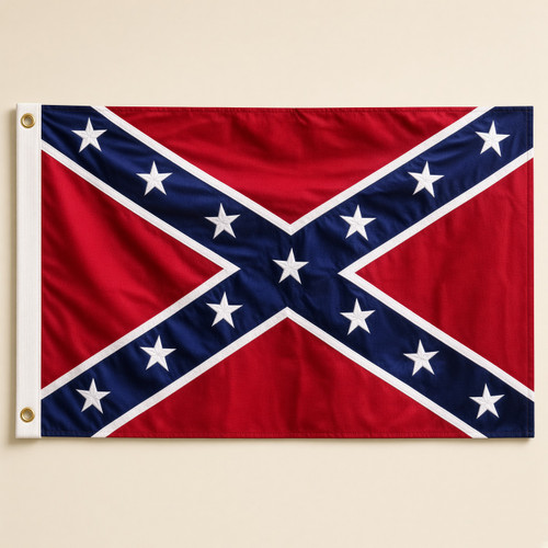 2x3 nylon Confederate Flag with embroidered stars full view