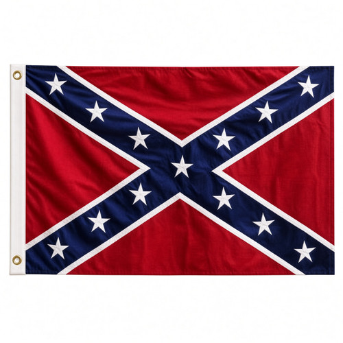 2x3 nylon Confederate Flag with embroidered stars full view
