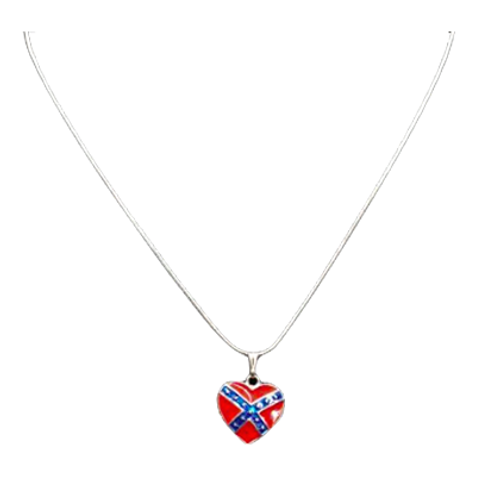 Small Confederate Flag Heart Necklace