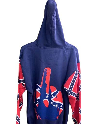 Confederate Middle finger full zipper Hooded Sweatshirt