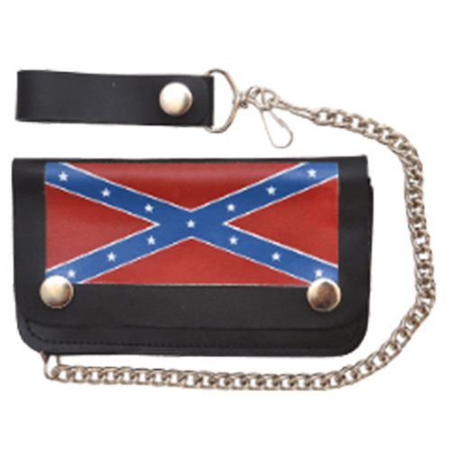 Confederate Flag Leather Biker Wallet