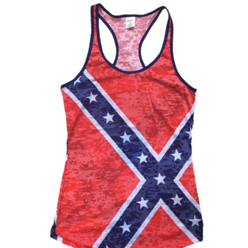 Red Confederate Flag Burnout Tank Top