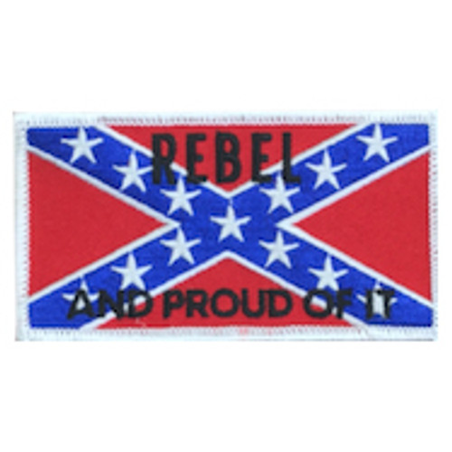 Rebel And Proud Confederate Flag Iron-On Patch