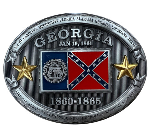 Georgia confederate flag belt buckle