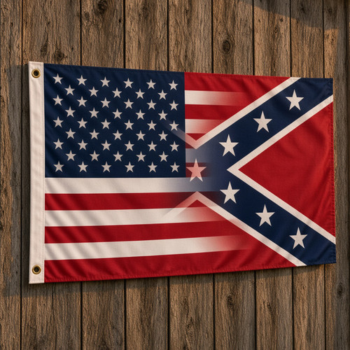 American Transition to Confederate Flag displayed indoors