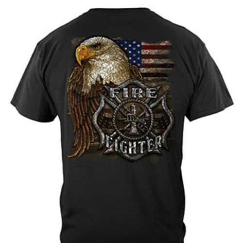 Firefighter Eagle and American Flag T-Shirt