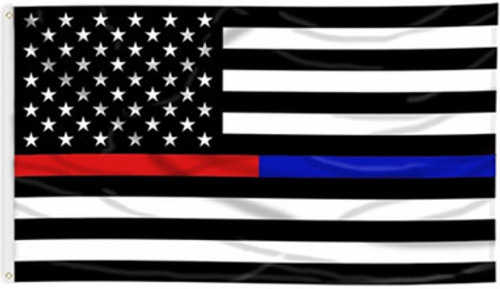 Thin Blue & Red Line Black and White American Flag