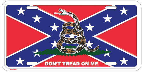 Gadsden "Don't Tread On Me" on Confederate Flag License Plate