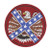 Round Confederate iron-on patch with eagle and open wings over Rebel flag design.
