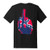 Black men’s T-shirt featuring a raised middle finger graphic with Confederate flag pattern.