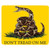 Don’t Tread on Me fleece throw blanket with yellow background and black rattlesnake graphic.