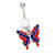 Confederate Flag Butterfly Belly Ring