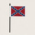 4x4 Confederate Battle Flag on black stick with pointed finial