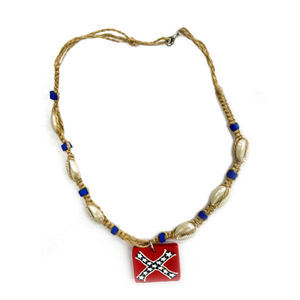 Rope Shell Confederate Flag Necklace