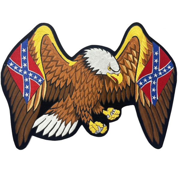 Eagle patch featuring American and Confederate flags with detailed embroidered wings