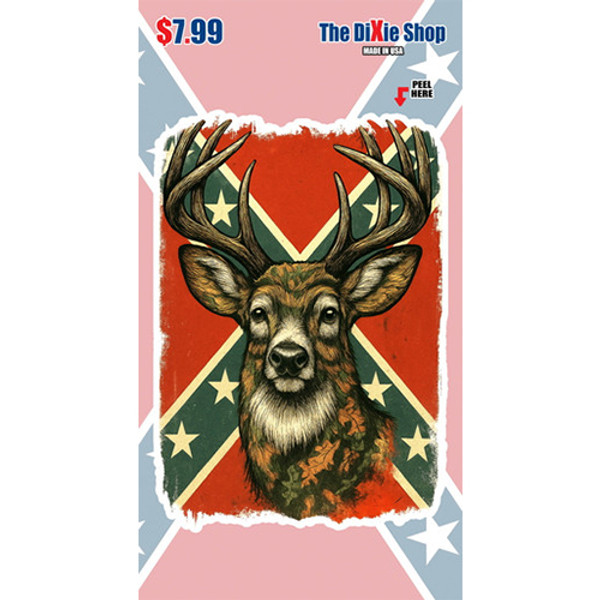 Confederate Deer Head Sticker *Made In America* (X-Large)