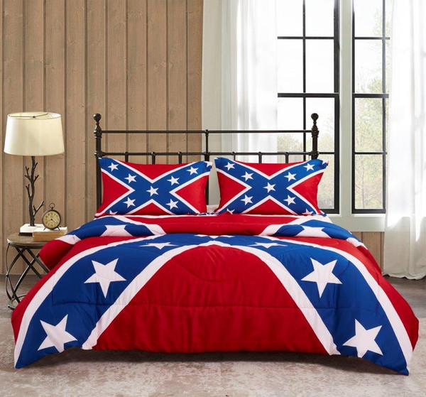 3 Pc. Comforter Confederate Flag King Size Set