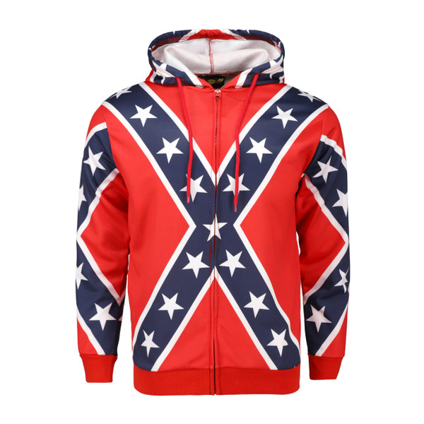 Full Zipper Confederate Flag Hoodie