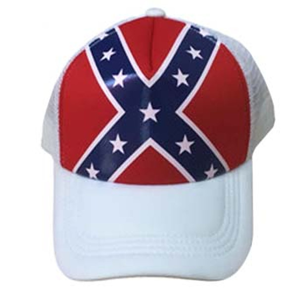 White Confederate Flag Trucker Hat