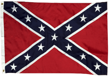 3x5 heavyweight polyester Confederate flag with vibrant colors, weather-resistant material and reinforced edges for outdoor display.