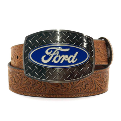 Ford Trucks Men's Logo Diamond Plate Belt Buckle- Official Ford Merchandise