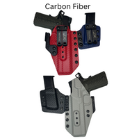JX Tactical Special Edition WhatTheKicks Plus-1 holsters in red and police blue carbon fiber finish, and light grey and black carbon fiber finish