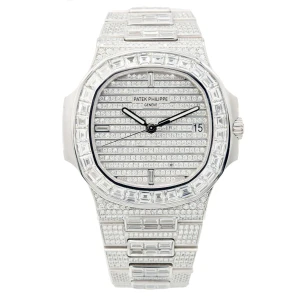 Patek Philippe Nautilus 5719/10G-010 18k White Gold Full Factory Diamond Watch