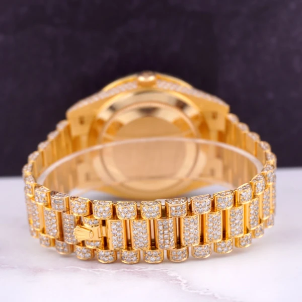 Rolex Day-Date 40mm 18k Yellow Gold Iced Out 25ct Genuine Diamonds Ref 228238