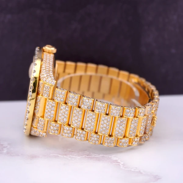 Rolex Day-Date 40mm 18k Yellow Gold Iced Out 25ct Genuine Diamonds Ref 228238