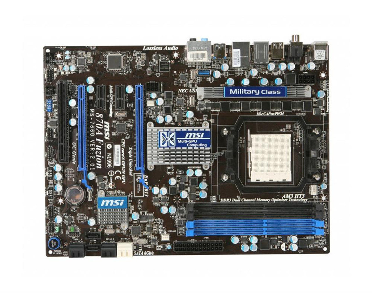 MSI Socket AM3 AMD 785G + SB710 Chipset AMD Phenom II X4/ Phenom II X3/ Phenom II X2/ AMD Athlon II X4/ AMD Sempron Processors Support DDR3 4x DIMM 5x SATA2 3.0Gb/s Micro-ATX Motherboard  Mfr P/N MSI870AFUZ