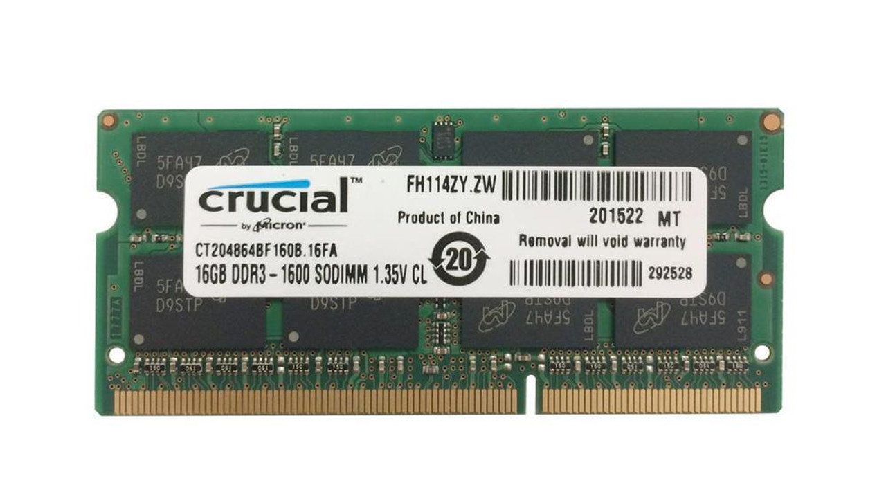 CT204864BF160B.16FA Crucial 16GB PC3-12800 DDR3-1600MHz non-ECC