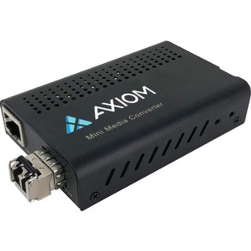 Axiom Mini 1000Base-T to 1000Base-ZX Fiber LC Connector 1x Network RJ-45 1x LC Ports DuplexLC Port Single-mode Gigabit Ethernet 10/100/1000Base-T 1000Base-ZX Media Converter Mfr P/N MC-2203-S5L80-AX