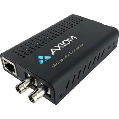 Axiom Mini 100Base-T to 100Base-FX Fiber 1x Network RJ-45 1x ST Ports DuplexST Port Multi-mode Fast Ethernet 100Base-FX 100Base-T Media Converter Mfr P/N MC-2201-M3T2-AX