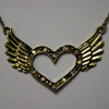 Multi color open heart wing necklace