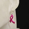 Pink charity or awareness ribbon earrings